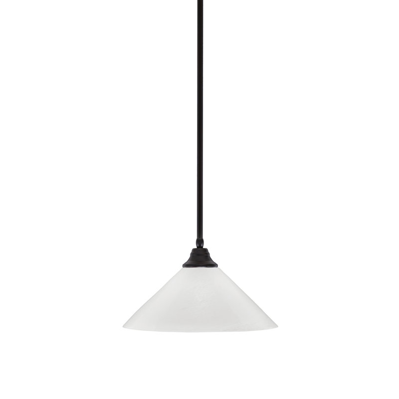 Luminaire suspendu suspendu à la tige Edge avec verre en marbre blanc de 16 po, Espresso