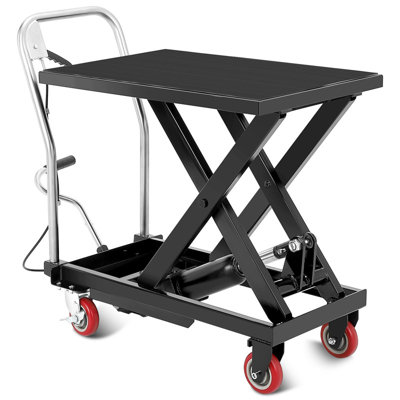 330 lbs Capacity Hydraulic Scissor Lift Cart – 28.5" Max Lift Height, 4 Wheels & Non-Slip Pad
