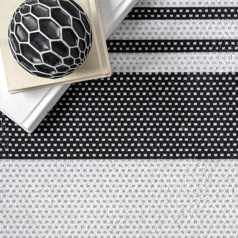 Lena SpinClean Machine Washable Striped Area Rug, Rectangle 3' x 5'