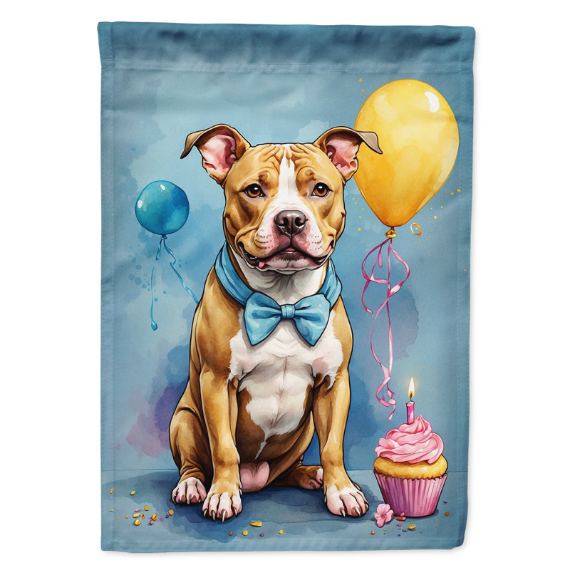 Drapeau «Happy Birthday House», Pitbull-terrier