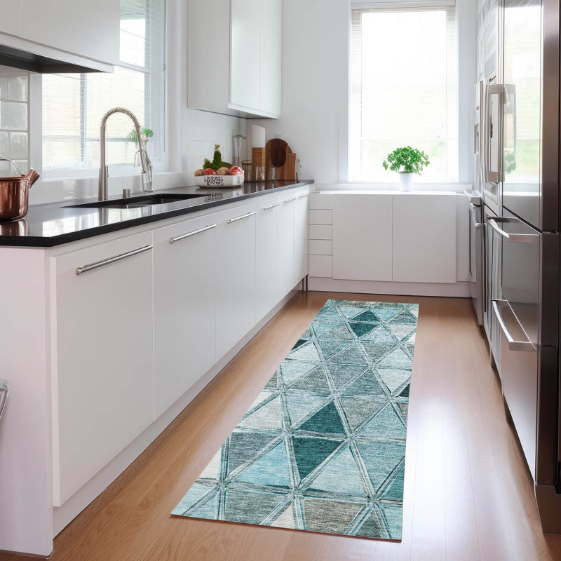Darmstadt Washable Geometric Indoor / Outdoor Rug, Runner 2'3" x 7'6"