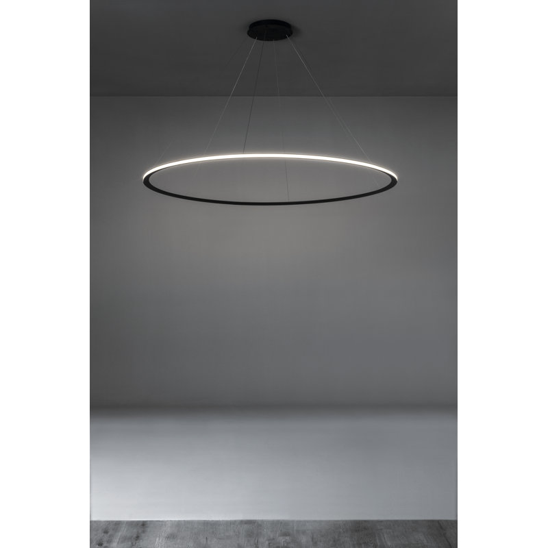 Lustre circulaire unique en forme de roue à DEL à 1 lumière, Blanc, Blanc, 2700 K