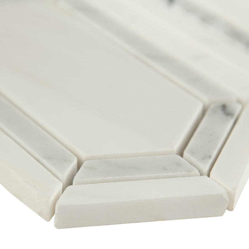 Calabria Frost Spire 12 in. x 12 in. Polished Marble Mosaic Floor and Wall Tile