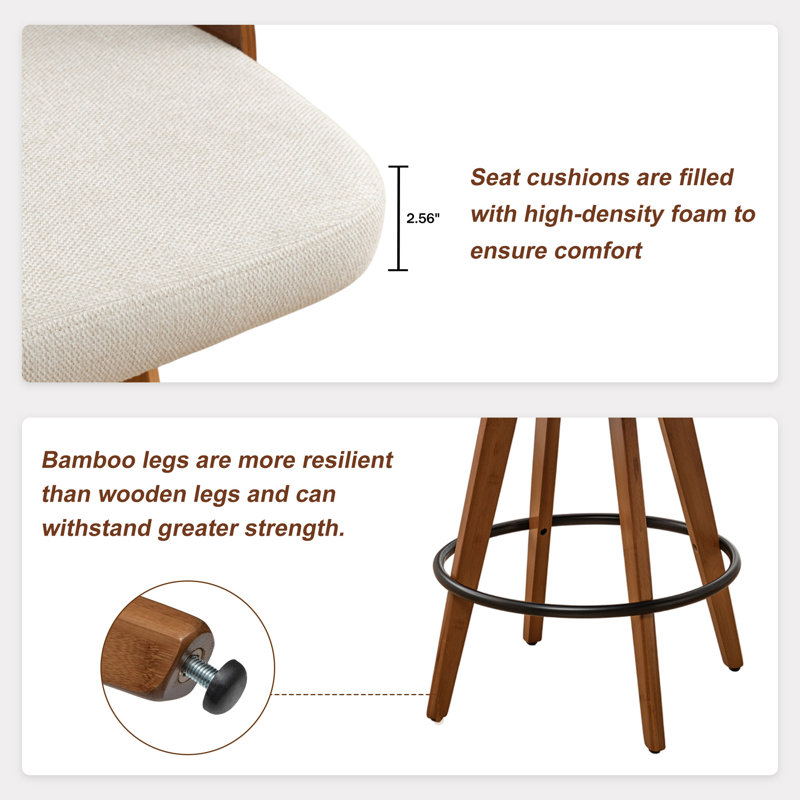 Cielito Swivel Bar Stool, Beige, Counter Stool (68cm Seat Height)