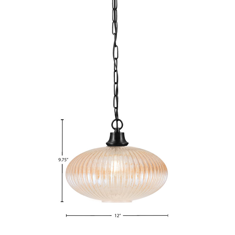 Luminaire suspendu Rothwell au fini noir mat avec microbulles 12 po