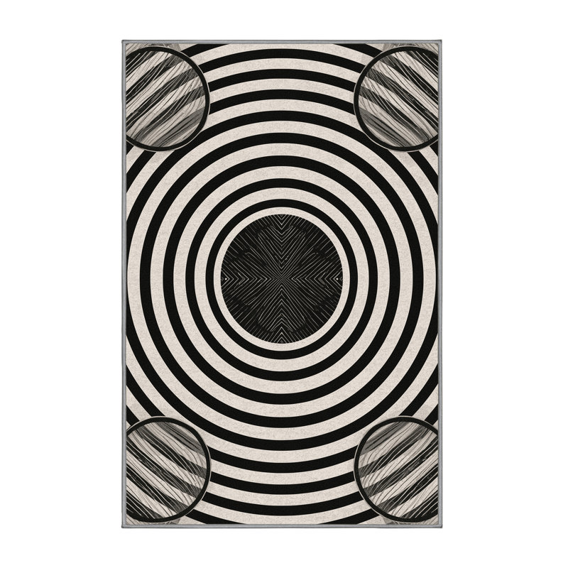 Tapis doux et moelleux à motif géométrique minimaliste brun Eberhard, 3 X 5