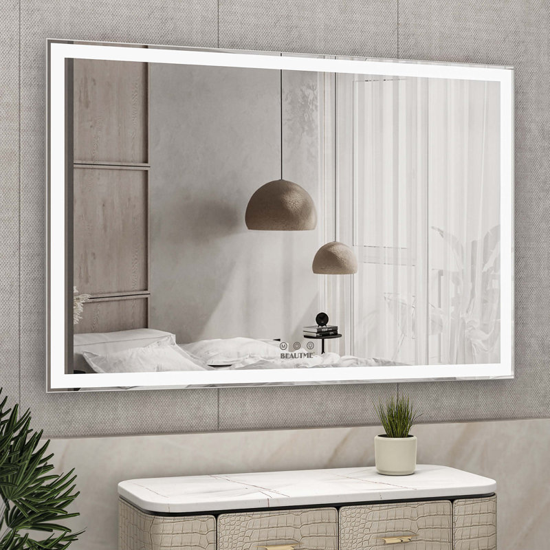 60x40 Inch Silver Aluminum LED Bathroom Vanity Mirror