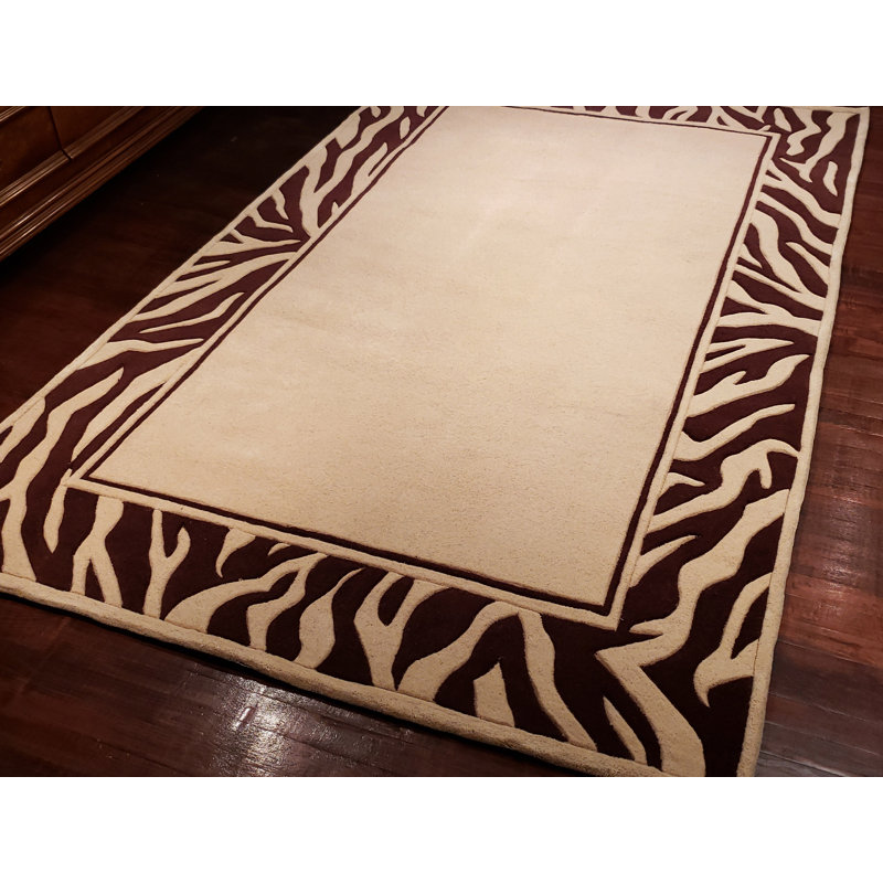 Casual Contemporary Wool Indoor Rug, Rectangle 5' x 8'