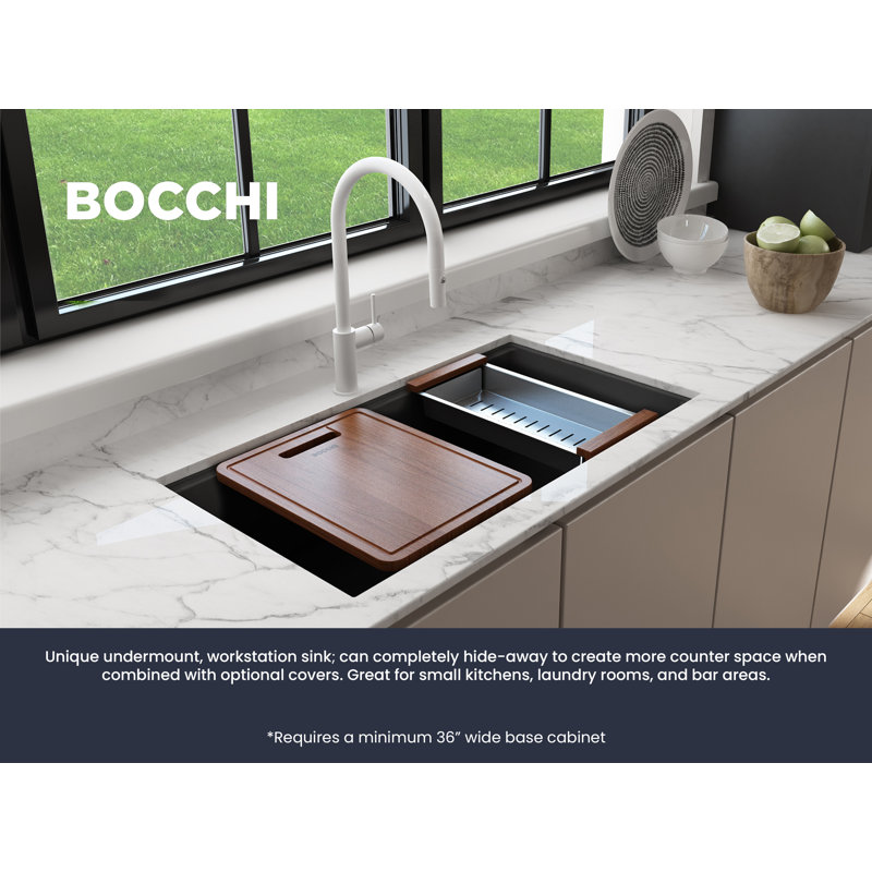 Baveno Lux 33'' L Dual-Mount Double Basin Kitchen Sink, Matte Black