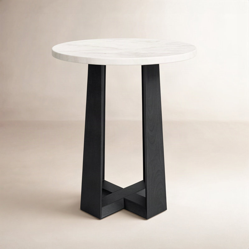 Baudelaire Marble Top End Table, Black, White Gray Marble