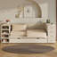 Lit de jour simple blanc avec couchette - Conception multifonctionnelle avec tablettes de rangement, 4 tiroirs et station de charge