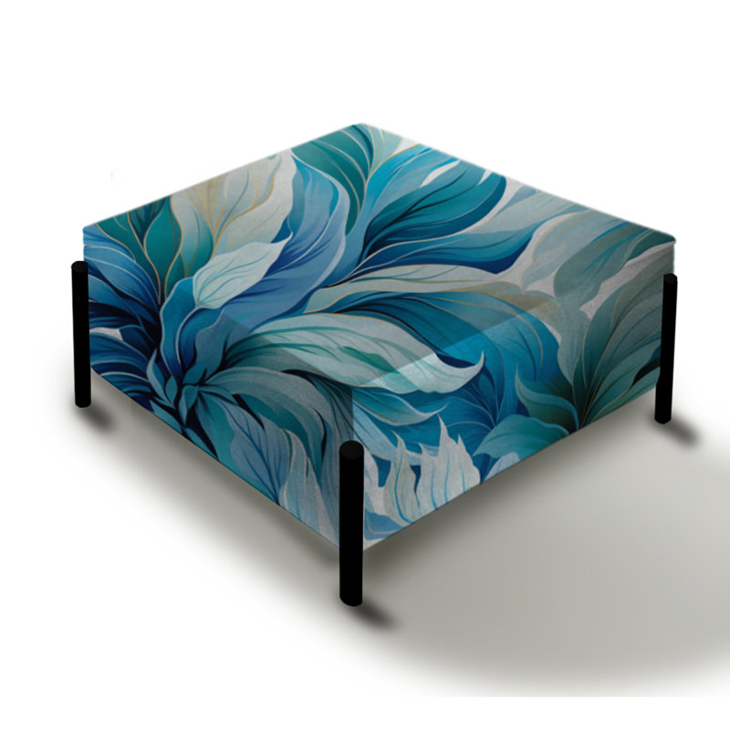 Grand repose-pieds carré tropical à motif tropical Oceanic Mirage III