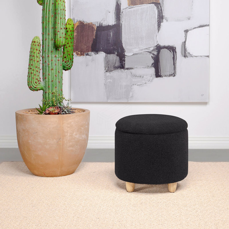 Repose-pieds rond avec rangement, Brun
