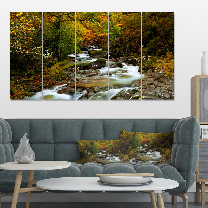 «Flowing River in Autumn», ensemble de 5 reproductions d'art sur toiles tendues