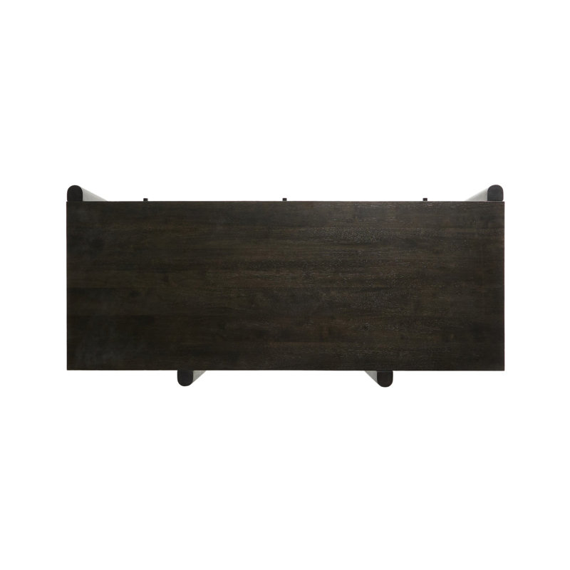 Reza Solid Wood Executive Desk, Worn Black Parawood