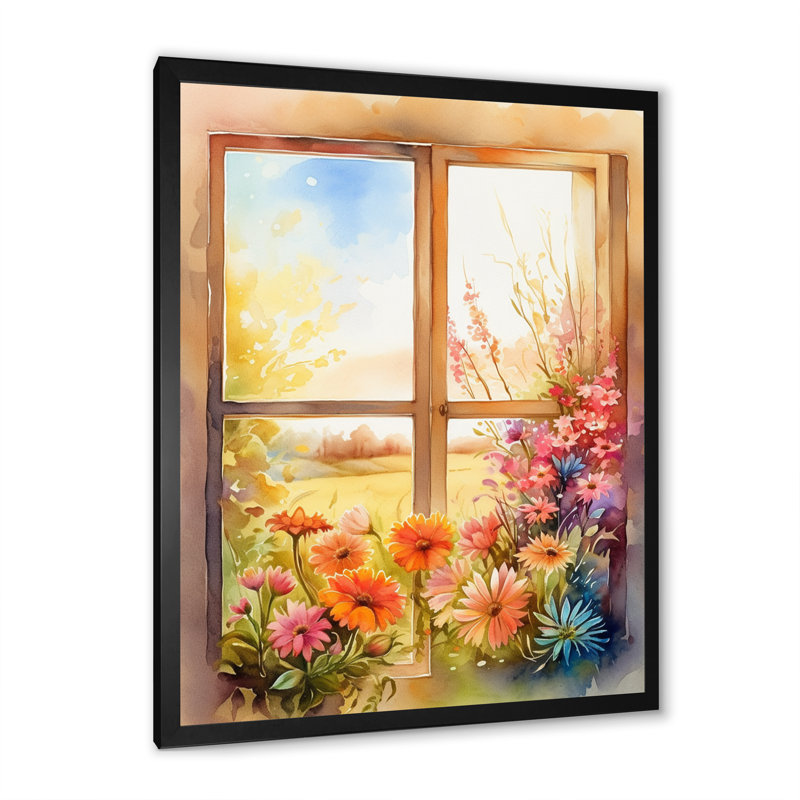 Fenêtre Nasharn de fleurs florales V, Cadre photo noir, H 20 po x l 12 po x P 1 po