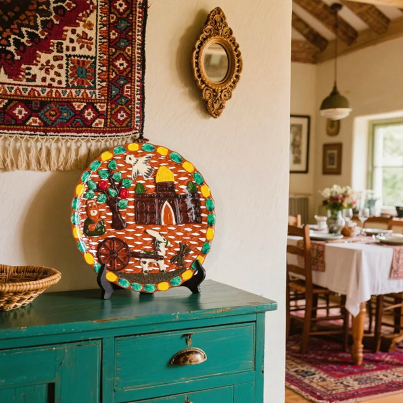 Assiette décorative en céramique peinte à la main