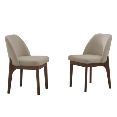  Bason 19.5" High Polyester Upholstered Dining Chairs with Solid Wood Legs