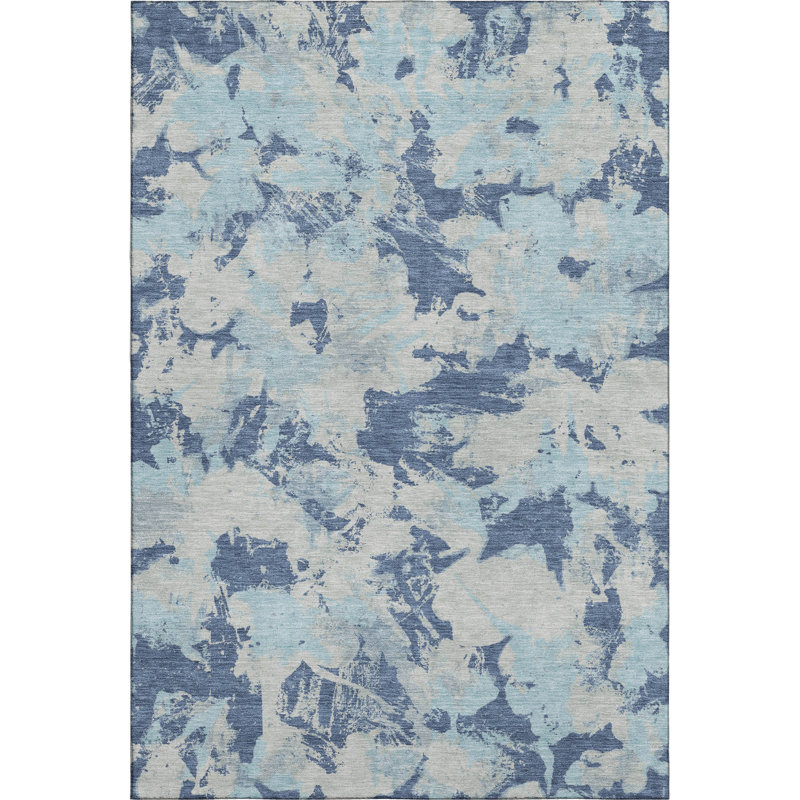 Premium Machine Washable Prisco Navy Rug, Rectangle 8' x 10'