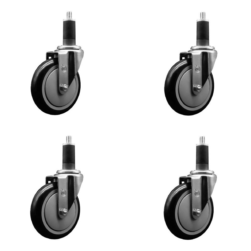 Ensemble de roulettes extensibles en poly pivot de 1-1 / 4 po SCC, Noir