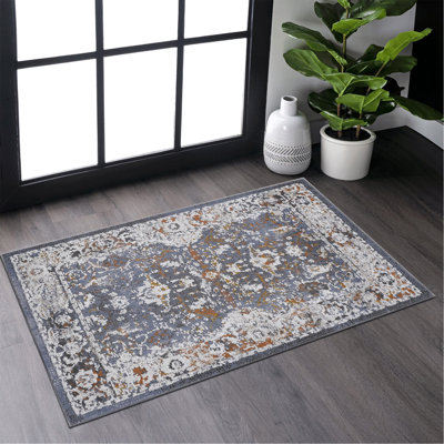 2X3 Blue / Traditional Doormat Rug