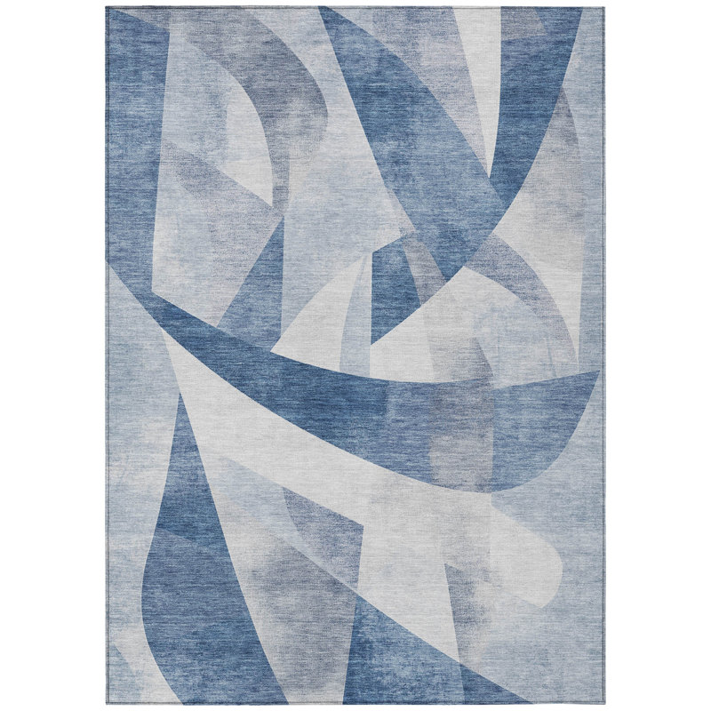 Machine Washable Indoor/Outdoor Xhevrie Denim Rug, Rectangle 5' x 7'6"