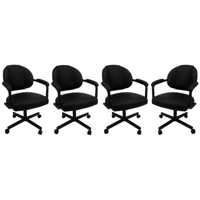 18'' H Upholstered Armchair, Black, White Vinyl