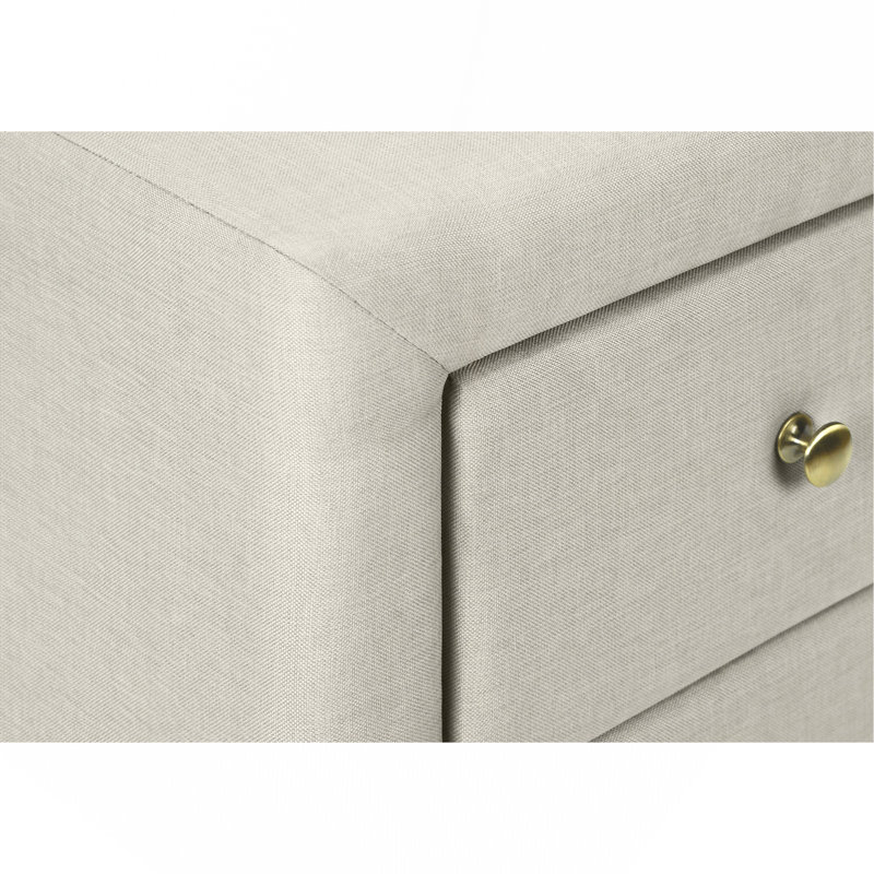 Bedroom Accent, Nightstand, End, Side, Lamp, Bedroom, Upholstered, Pu Leather Look, Beige
