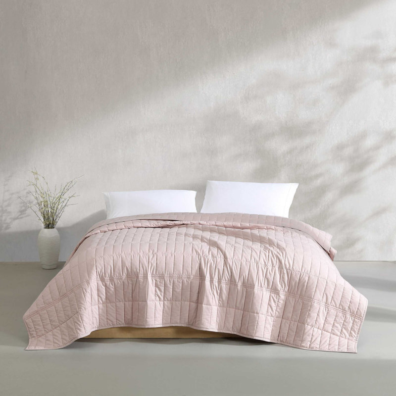 Calvin Klein Washed Percale Cotton Light Grey Queen Quilt Set, Light Gray, Queen Quilt + 2 Standard Pillowcases