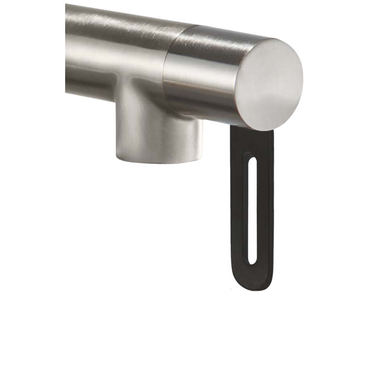 Pot Filler - Dual Handle Wall Mount - Contemporary, Black Stick Lever Handle, Satin Nickel