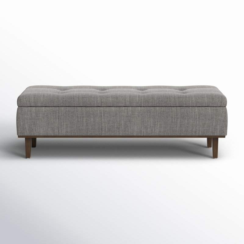 Louise Upholstered Storage Bench, Gray Basketweave