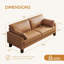 Petit canapé 66 po en similicuir, petit canapé avec coussin épais et pieds en bois, pour appartement compact, brun clair