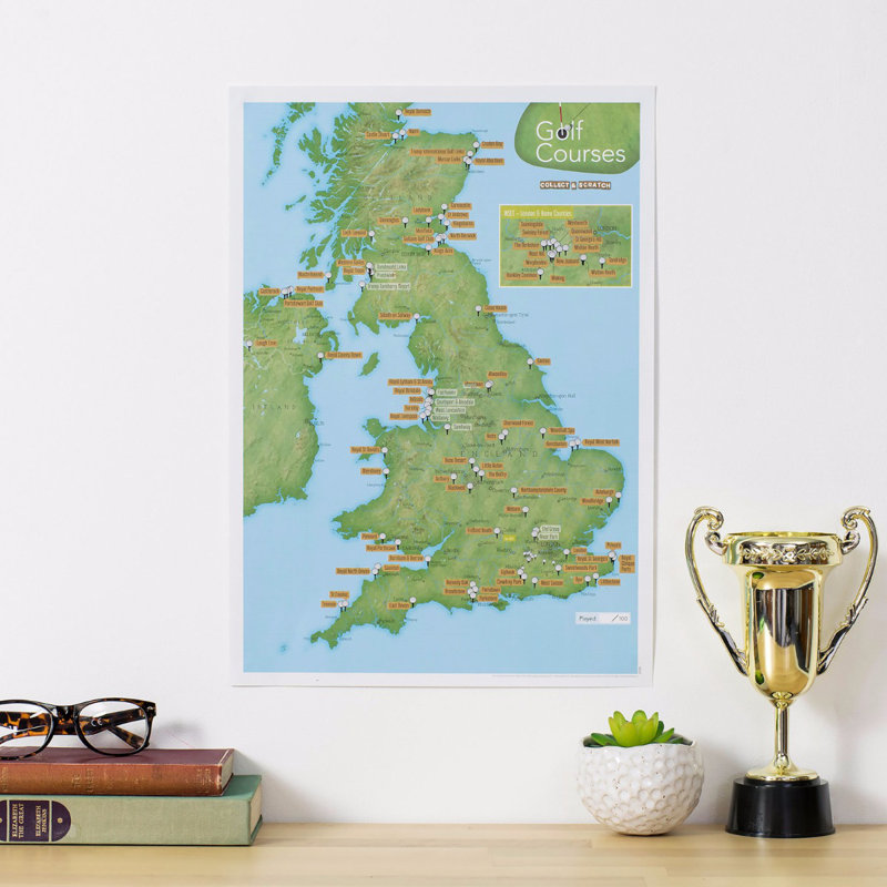 Scratch Off UK Golf Courses - No Frame Print
