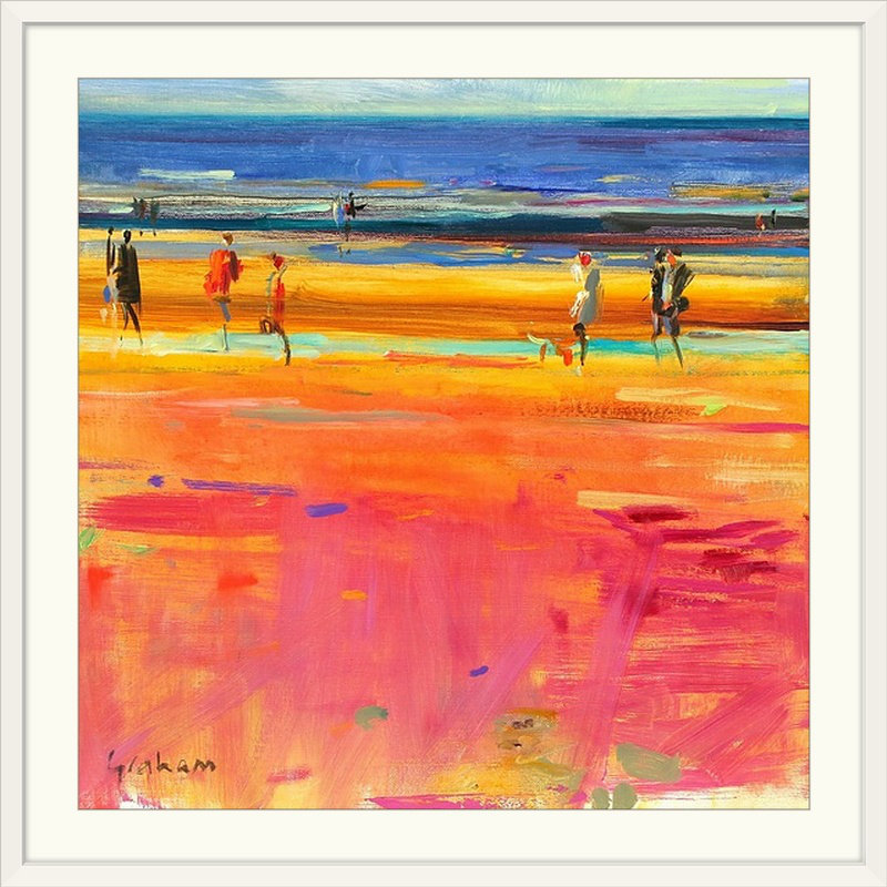 «Anjuman Boulevard de la Plage, 2011» par Peter Graham, reproduction d'art, Cadre blanc, H 38 po x l 38 po x P 1 po