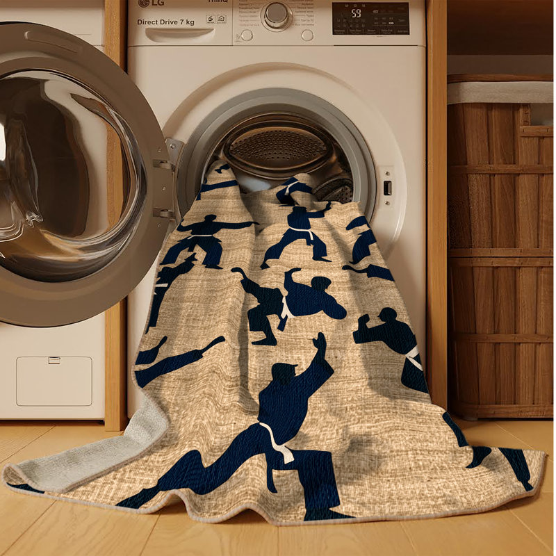  Washable Karate Sports Area Rug, Square 5'