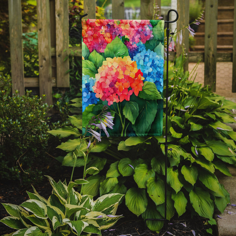 Hortensias dans un drapeau de jardin à l'aquarelle