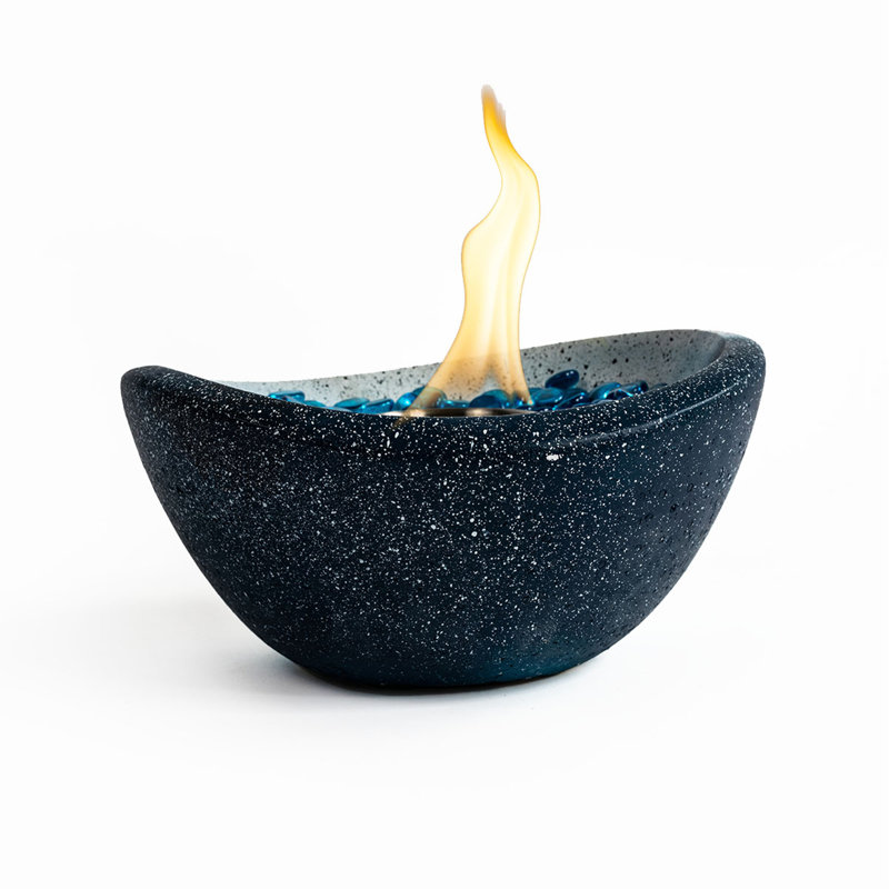 Tabletop Fire Pit, 5.91" H x 11.42" W x 10.83" D, White/Blue