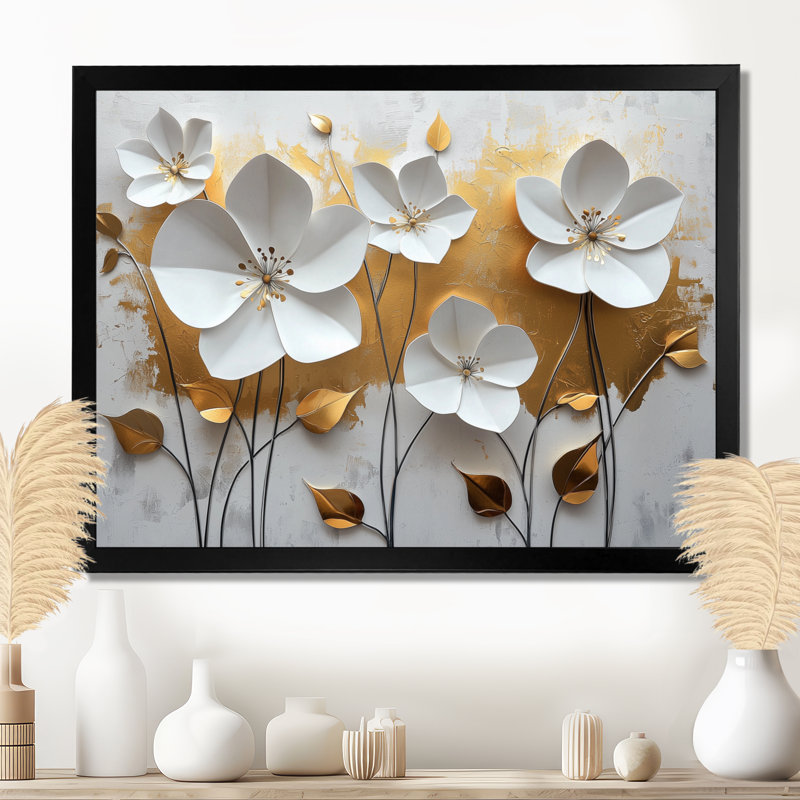 Wildflowers Pure Golden Horizons - Art mural fleurs sauvages, Cadre simple, Noir, H 12 po x l 20 po
