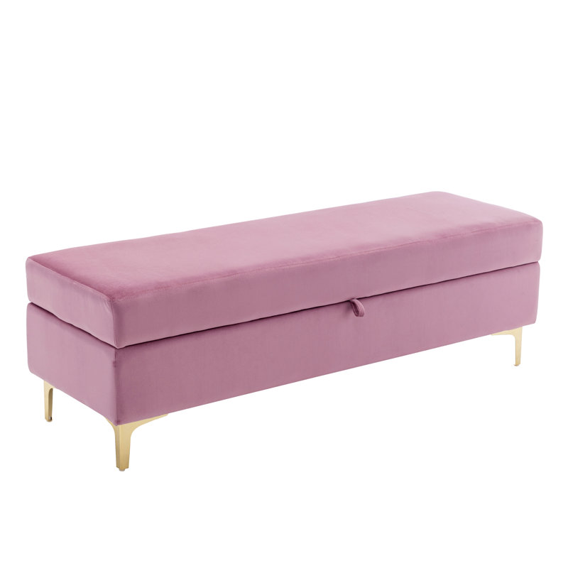 Banc de rangement en velours Mercer41, Rose