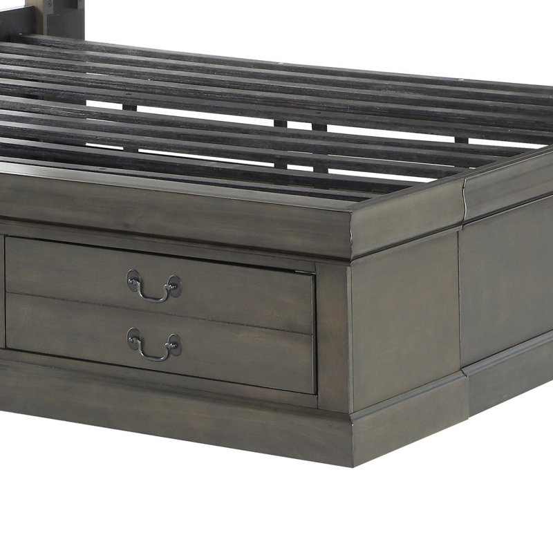 Peres Storage Platform Bed, Dark Gray, King