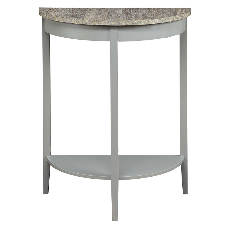 Grey Oak and Grey Half Moon Console Table with Bottom Shelf