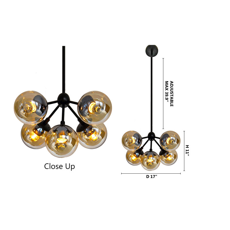 industrial 5 Light Spitnik Chandelier