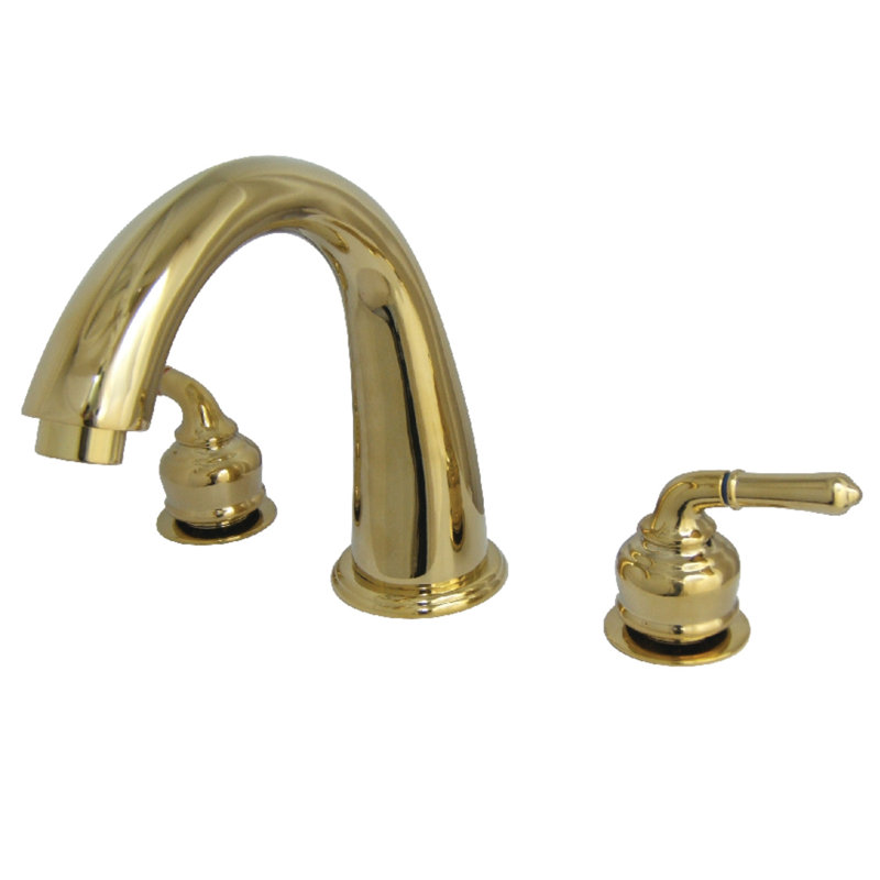Kingston Brass Milano Two-Handle 3-Hole Deck Mount Roman Tub Faucet, Polished Brass