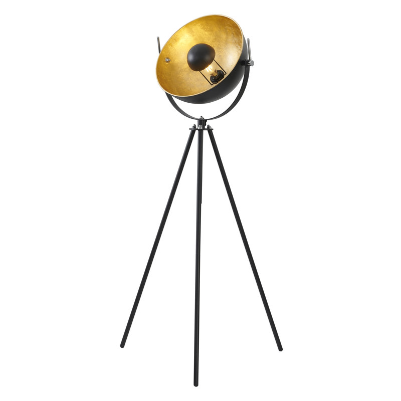 Milana 1 Light Silver Tripod Floor Lamp, Black, Black