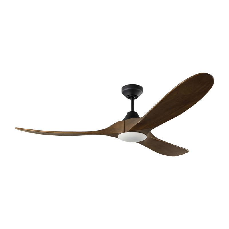 Maverick Smart 60 LED Indoor Ceiling Fan with Threaded Downrod, blades and Handheld Remote, Dark Walnut, Midnight Black