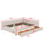 Lit de jour rembourré avec 2 tiroirs et port USB, canapé-lit en L, lit plateforme capitonné en lin-117562322