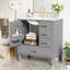 Meuble-lavabo de salle de bain avec lavabo en céramique, porte à fermeture en douceur et plusieurs tiroirs pour un rangement spacieux, design moderne et fonctionnel-117546497