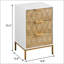 Table de chevet de style Mid-Century moderne avec 3 tiroirs, détails en métal doré et conception de ligne de coupe unique pour la chambre à coucher et le salon