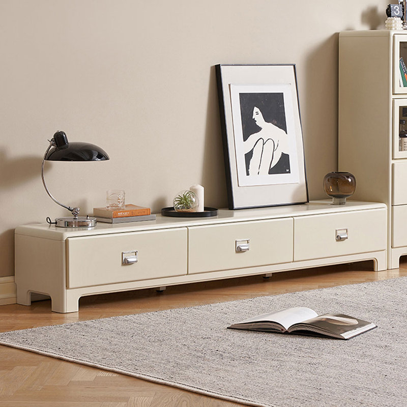 Meuble télé blanc en bois massif, 78.74"
