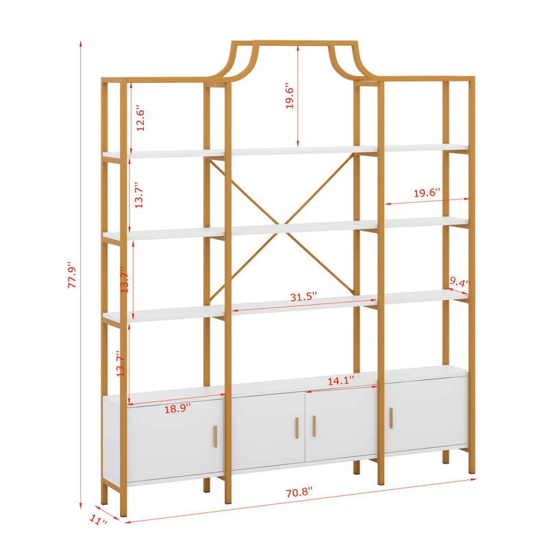 4-Tier Bookcase With Storage Cabinet Shelf